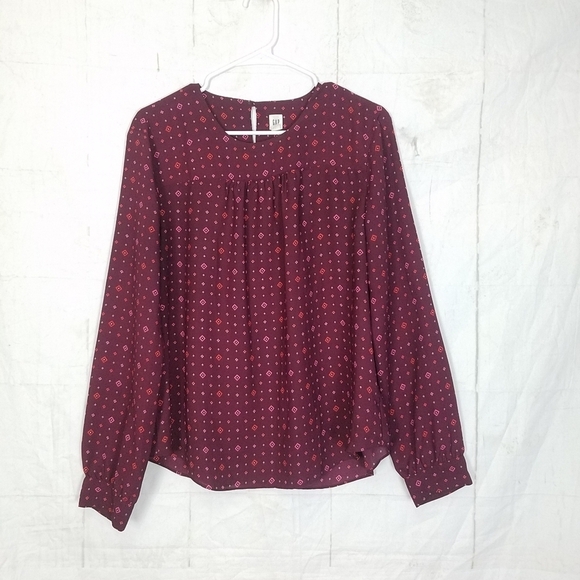 Gap printed long long sleeve blouse size large - Picture 4 of 9
